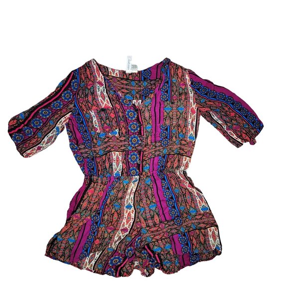 Mimi Chica Women's Bohemian Print Romper XL 100% Rayon Colorful & Comfortable - Picture 1 of 4